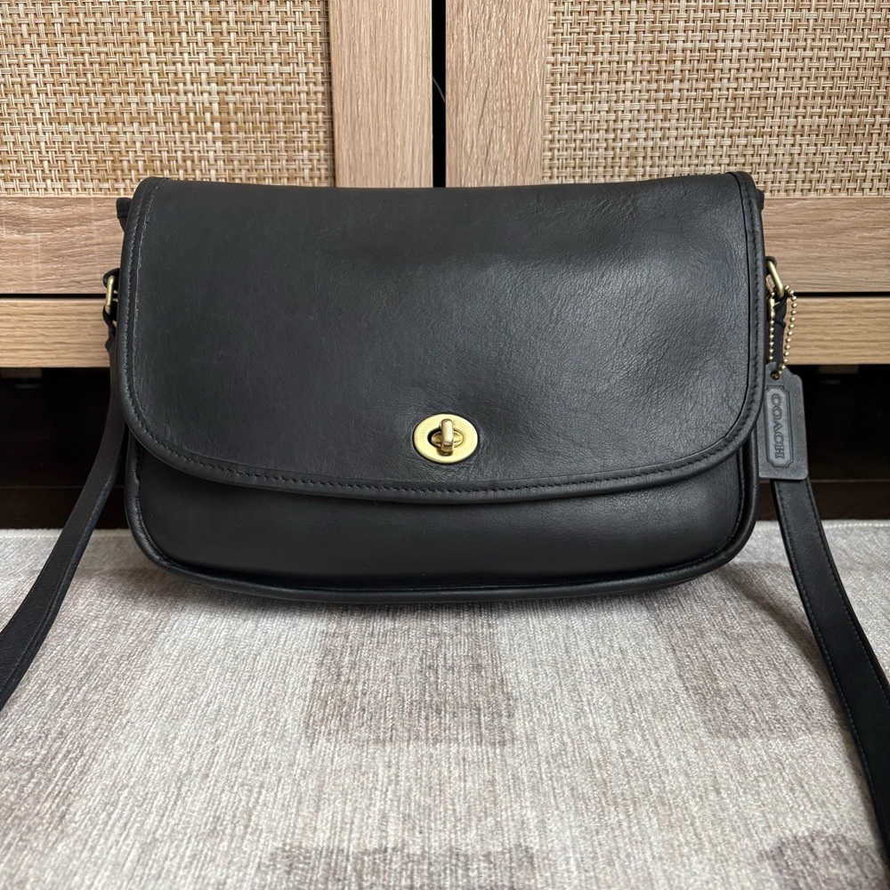 COACH Vintage City Black Leather Crossbody Shoulder Bag Handbag 9790 *READ*
